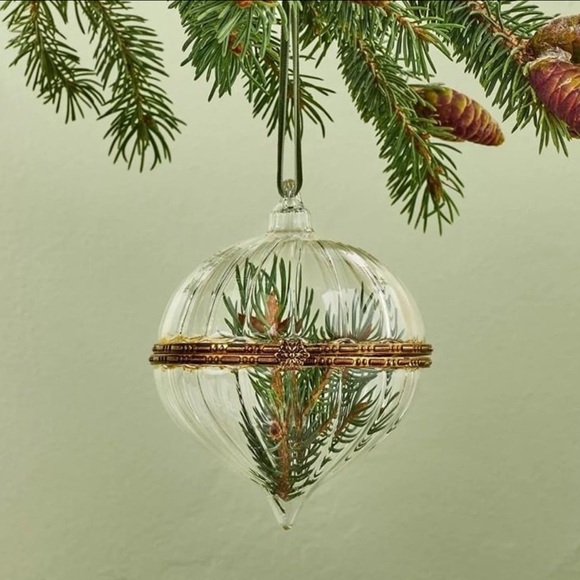 Hearth & Hand Magnolia Hinged Ribbed Glass Christmas Tree Ornament (2) - Picture 3 of 3